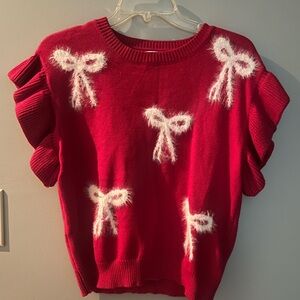 Gilli Red Sweater with White Bow Accents